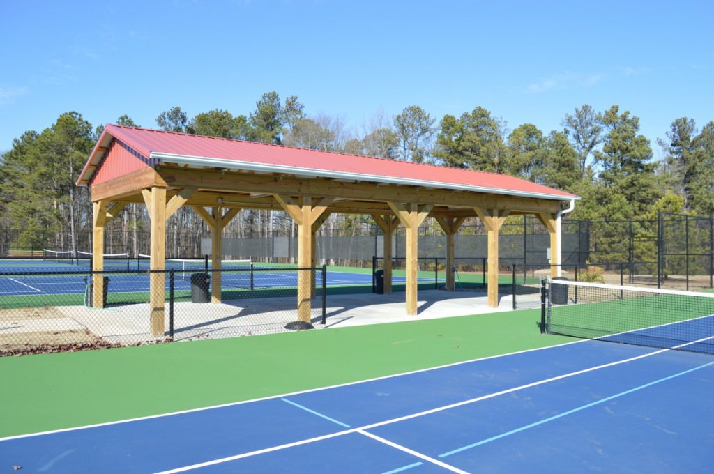 Shelter dividing two banks of 3 courts each at the Timken Courts at Leda Poore Park