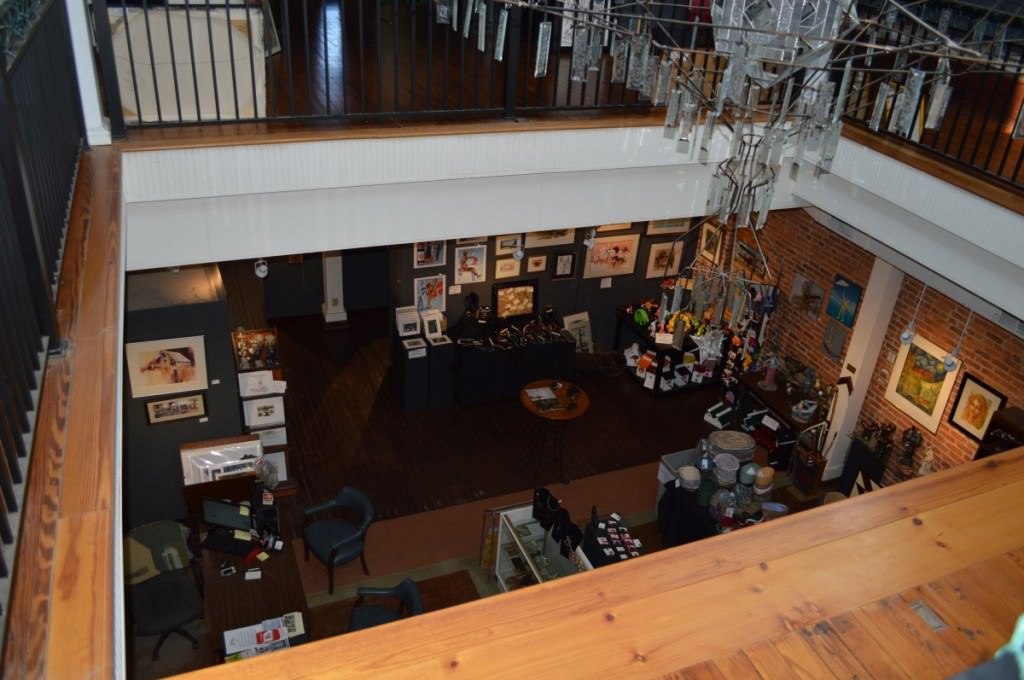 Looking down into gift shop from the upstairs gallery