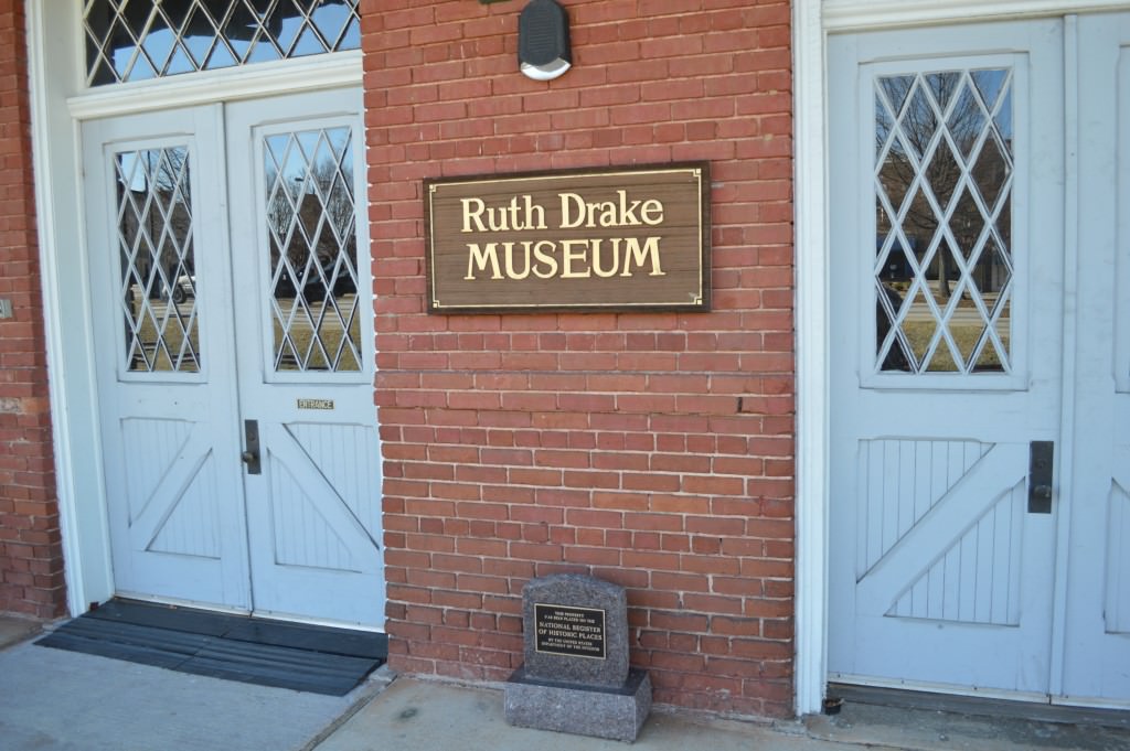 Entrance to the Ruth Drake Museum and the National Historical Register plaque for the Belton Depot