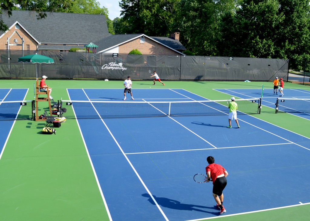 A doubles match during the 2014 Palmetto Championships